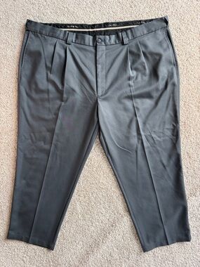 Oak Hill DXL Men's Dark Gray Dress Pants 52x28 Waist-Relaxer Big & Tall EUC